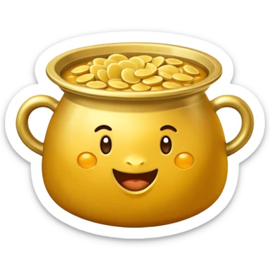 haz una olla de comida llena de lingotes de oro sticker