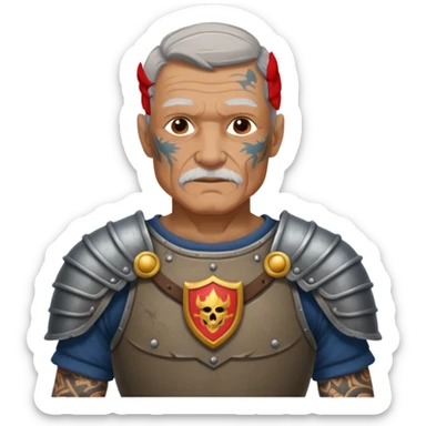 elderly tattooed knight, tattooed shoulder sticker