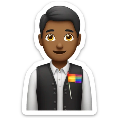 A gay person with lgbt flag sticker