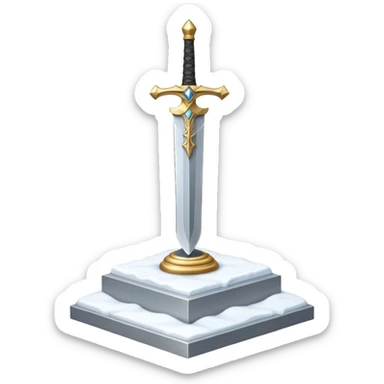 sharp sword in snow pedestal sticker