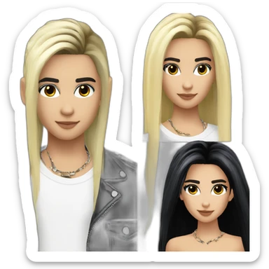 Bill Kaulitz black hair down with blonde highlights eyeshadow sticker