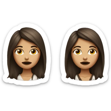 brunette girl with scar under lips chin sitting sticker