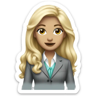 Blonde long hair Tiffany diamond seller in a grey suit sticker