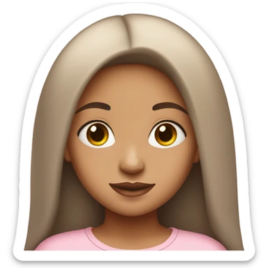 A light brown skinned girl, with long straight black hair, standing in baby pink clothes sticker