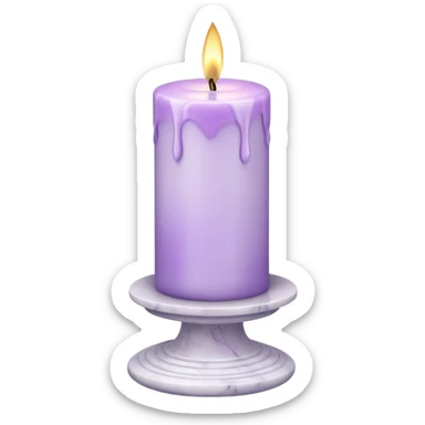 pastel-violet candle on a white tall marble-stone-pedestal-stand sticker
