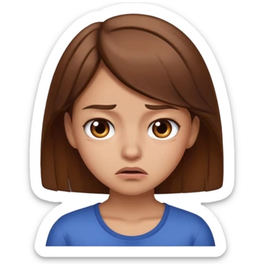 Disgusted emoji girl with brown hair sticker