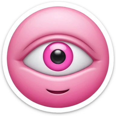 genera un emoji 3d en formato ios de un ojo con eyeliner rosa sticker