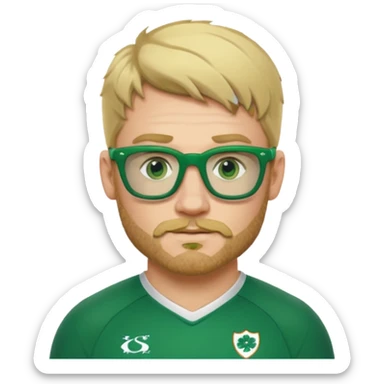 irish rugby player with blond stubble and green glasses sticker