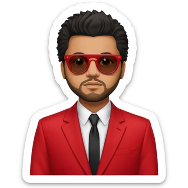 the weekend in red suit and sunglasses sticker