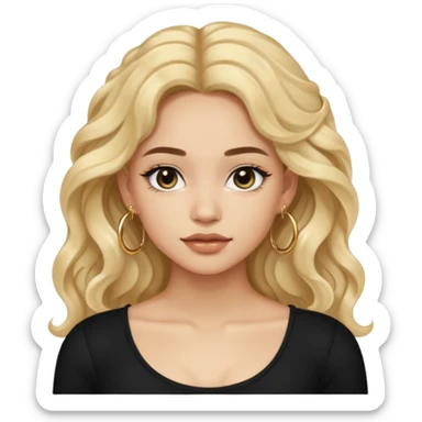 Im a girl whos lightskin, i have wavy long hair and i usually wear a black crop top with small gold hoop earrings sticker