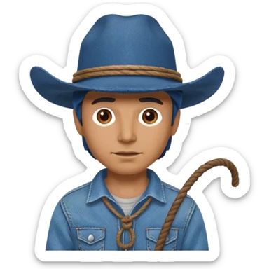 Cowboy with blue hat and lasso sticker