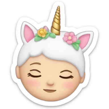 Sleeping white Newborn with unicorn headband sticker