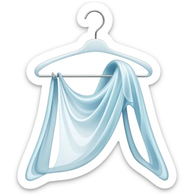 Abstract swirling energy forming clothing hanger with subtle style elements flowing around it, ethereal wardrobe definition symbol sticker
