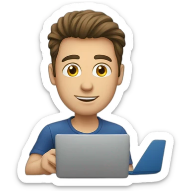 european guy using laptop sticker