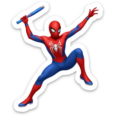 Spiderman playing cricket  sticker