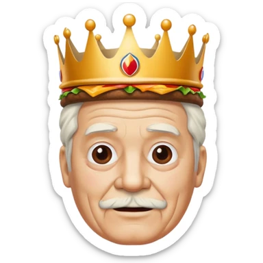 White old man with a Burger King crown on  sticker