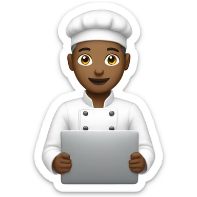 light-skinned baker with laptop sticker