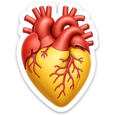 heart animal organ, yellow sticker