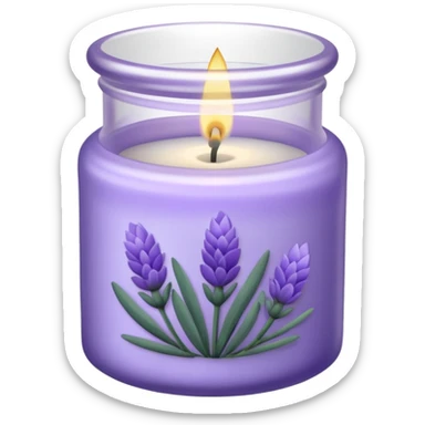 Lavender candle – purple wax in frosted glass jar with lavender flower inside sticker