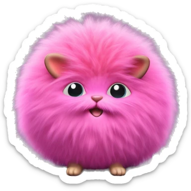 A Pygmy Puff is a small, fluffy magical creature bred by wizards and witches, resembling a miniature ball of fur with bright, vivid colors like pink or purple. Known for their playful antics and affectionate demeanor, Pygmy Puffs are popular pets  sticker