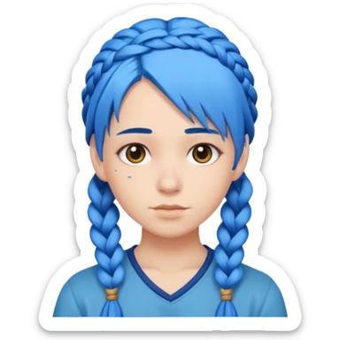 blue hair with braids sticker