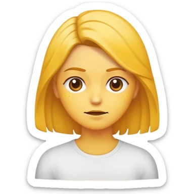 una cara amarilla mirando hacia arriba a la derecha mientras se acaricia el pelo sticker