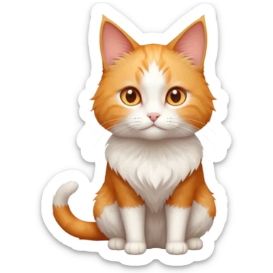 full body of tiny + skinny ginger and white cat with deep orange eyes and triangular shaped face sticker