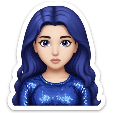 Lauren Jauregui from Fifth Harmony with long dark brown hair, periwinkle sequin outfit sticker