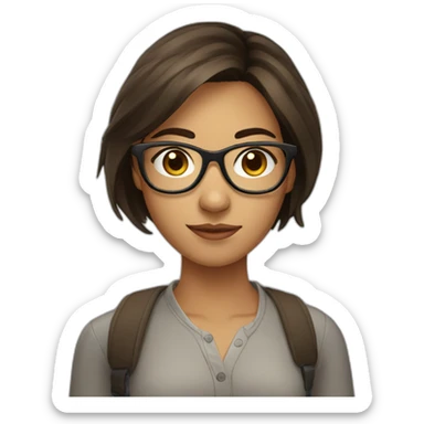 Colombian young woman , with glasses and straight brown hair down to her shoulders sticker