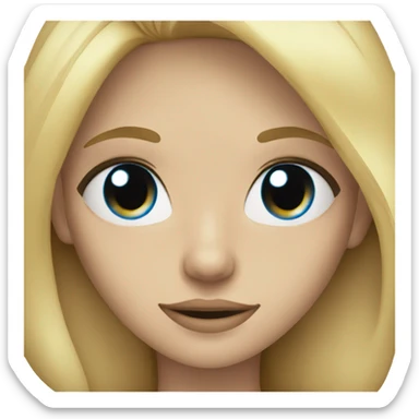 Blonde girl with blue eyes, long hair and black t-shirt sticker