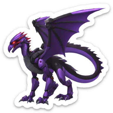  Cool Edgy Black Purple Red Digimon-Fakemon-Raptor-Dragon-Mecha full body sticker