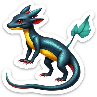 Shiny Exotic Salandit-Umbreon-Charmeleon-Fakémon-hybrid-creature (full body)  sticker