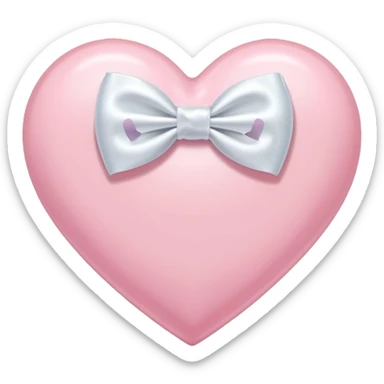 pastel pink heart with a white bow on top sticker