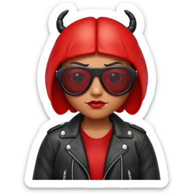 a badass ladybug beetle thug with sunglasses and a leather jacket sticker