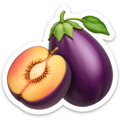Eggplant and peaches on top sticker