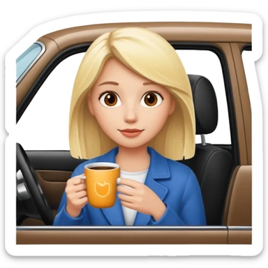 Blonde girl with a cup of coffee in the car sticker