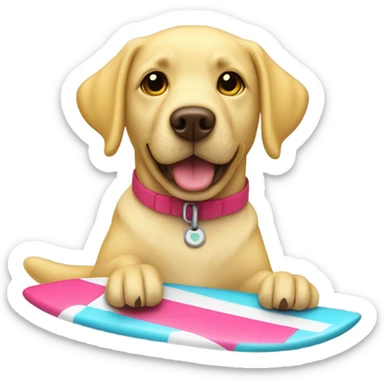 Yellow lab on surf board sticker