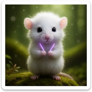 Change the image dimensions to a perfect square while keeping the original rat, its pose, and the hyper-realistic, soft, glowing art style intact. Do not crop important details. Maintain the original artistic quality and lighting effects. sticker