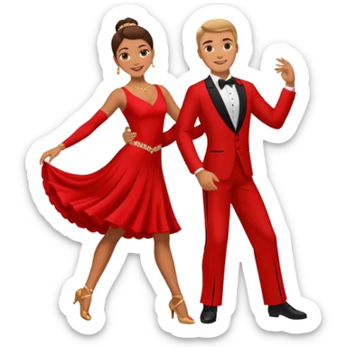 dancesport couple with red outfit sticker