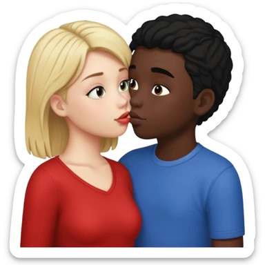 With boy kisses black girl sticker