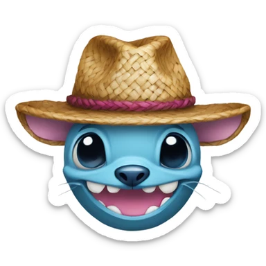 Stitch avec un chapeau de paille et une cicatrice sous l’oeil sticker