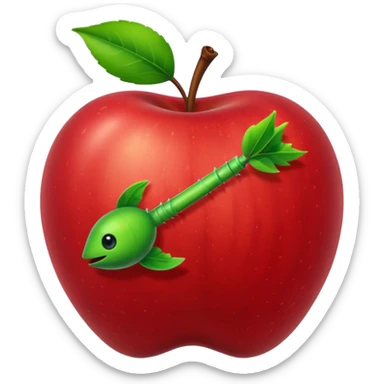 arrow in apple with worm sticker