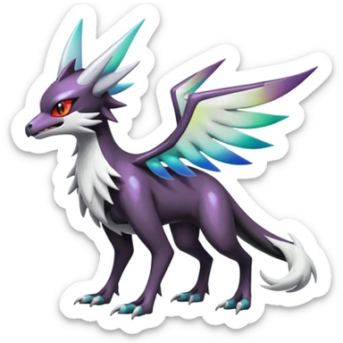 Shiny Noivern-Mightyena-Silvally-Fakémon-hybrid-creature (full body)  sticker