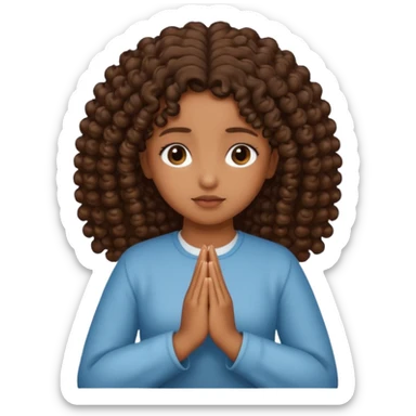brown girl praying curls sticker