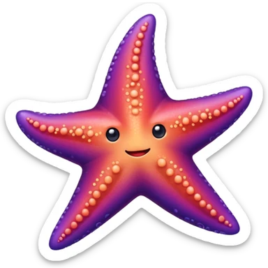 color gradient between red and purple glitter cute starfish sticker