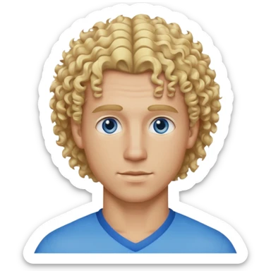 Athletic man with blond curly hair, straight on sides, thick neck  sticker