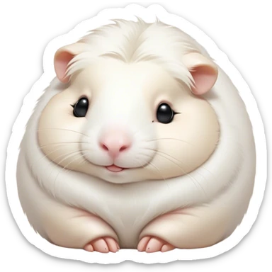 Meme-Worthy Cute Sleeping White Guinea Pig Portrait Emoji, Head resting peacefully with a contented smile, showcasing a delightfully chubby build and a luxuriously soft pure white fur, eyes shut in a serene, cozy nap, Simplified yet hilariously adorable features, highly detailed, glowing with a soft, drowsy light, high shine, relaxed and utterly lovable, stylized with an air of playful laziness, bright and heartwarming, soft glowing outline, capturing the essence of a comically sleepy guinea pig, so meme-worthy it feels like it could instantly become the next viral sensation of adorable slumber! sticker