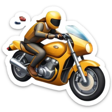 An icon showing a motorcycle and car speeding through a cityscape, with roads and curves ahead. The vehicles leave dynamic trails of speed, representing the thrill of racing and adventure. The background is transparent, focusing on the power and freedom of both cars and motorcycles. sticker