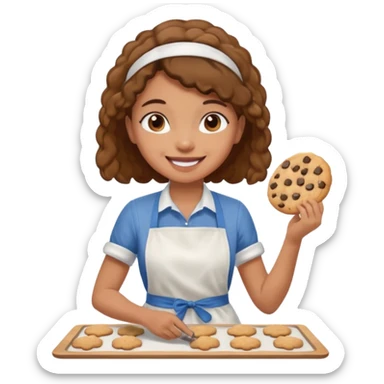 light brown skinned girl making cookies sticker