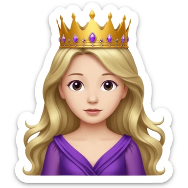 girl with crown long hair purple dress sticker